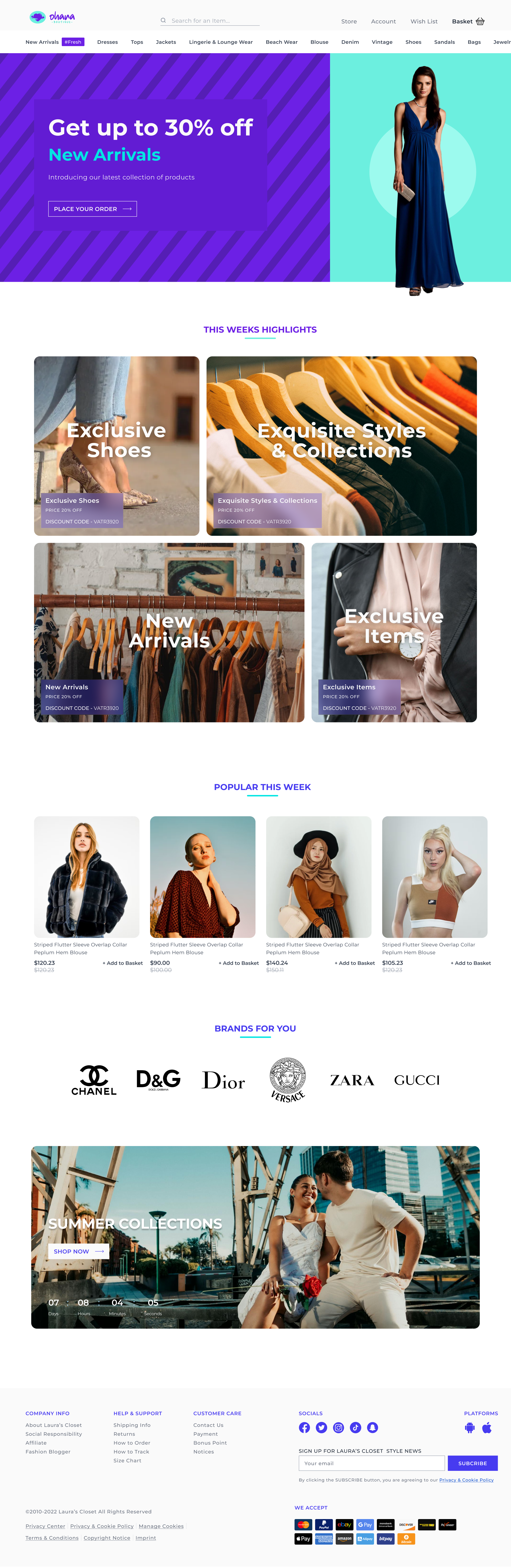 Ohana Boutique - E-commerce Landing page