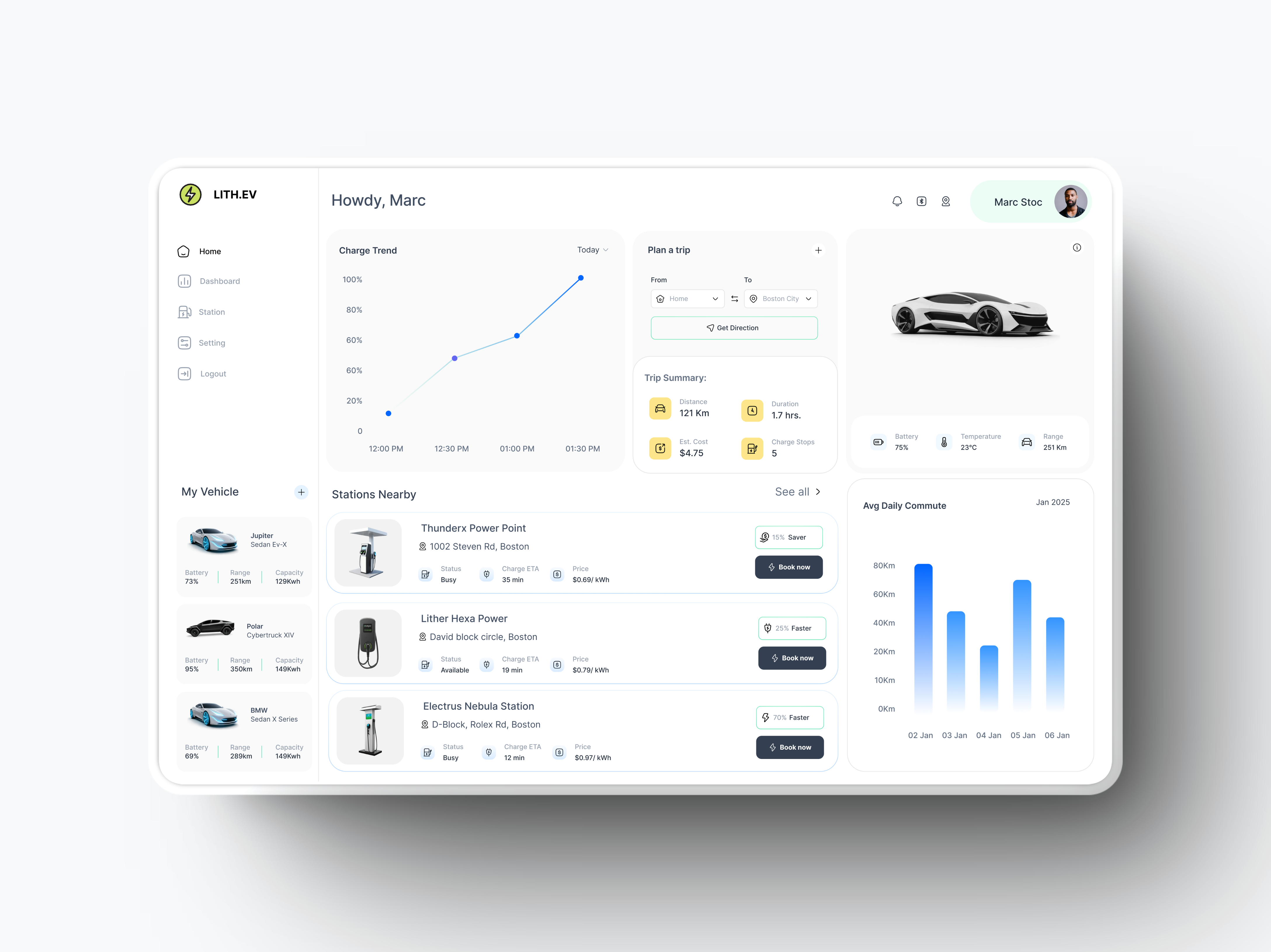 EV Dashboard: Lith EV SaaS UI
