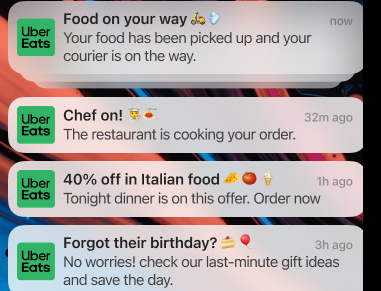 Uber Eats Push notifications 