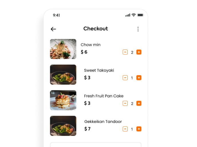 Food Item Checkout Mobile UI