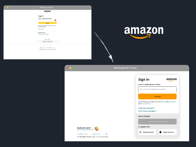 Amazon Sign In SaaS redesign