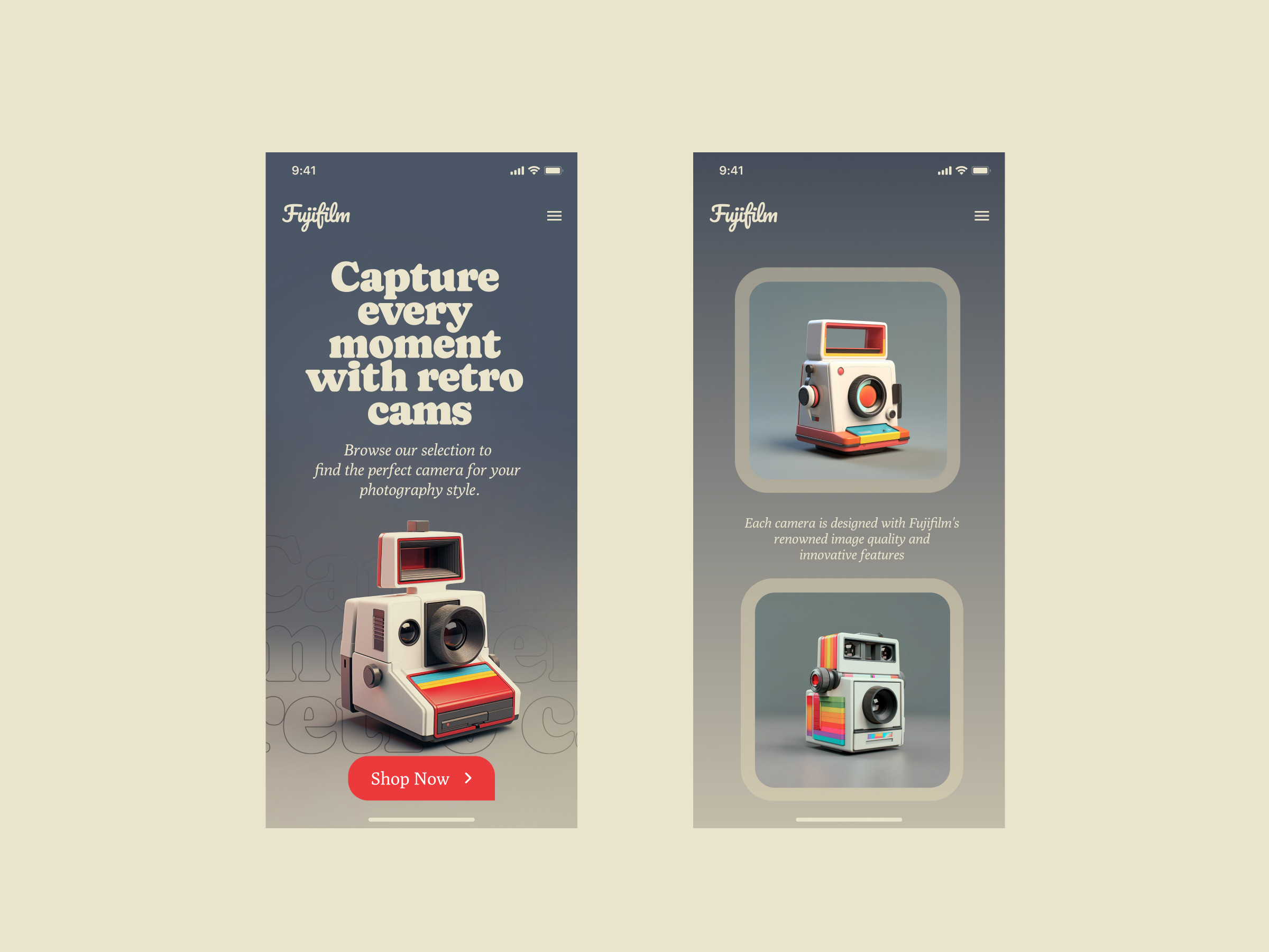 Fuji-film Polaroid Camera shop landing page 5