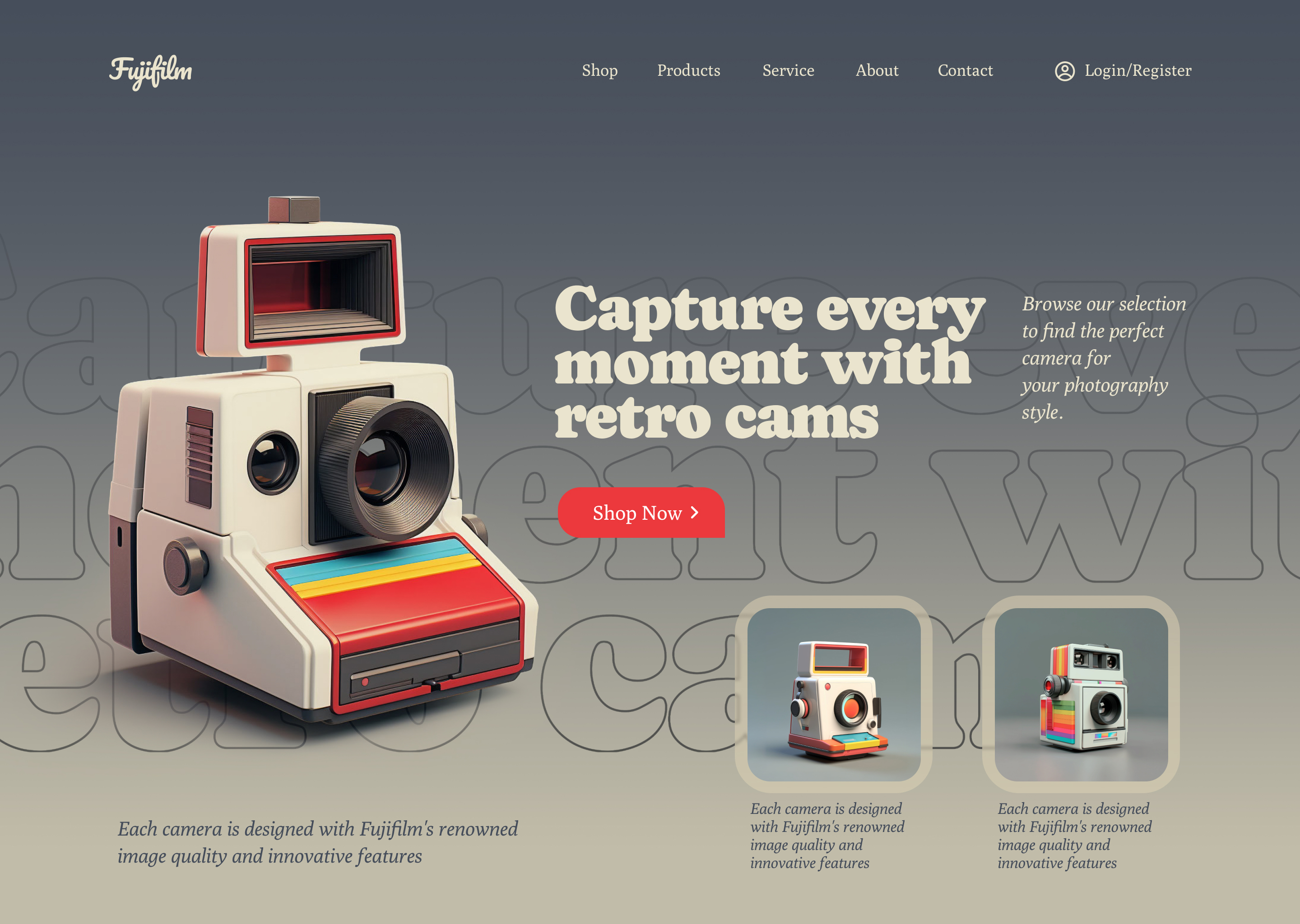 Fuji-film Polaroid Camera shop landing page 4