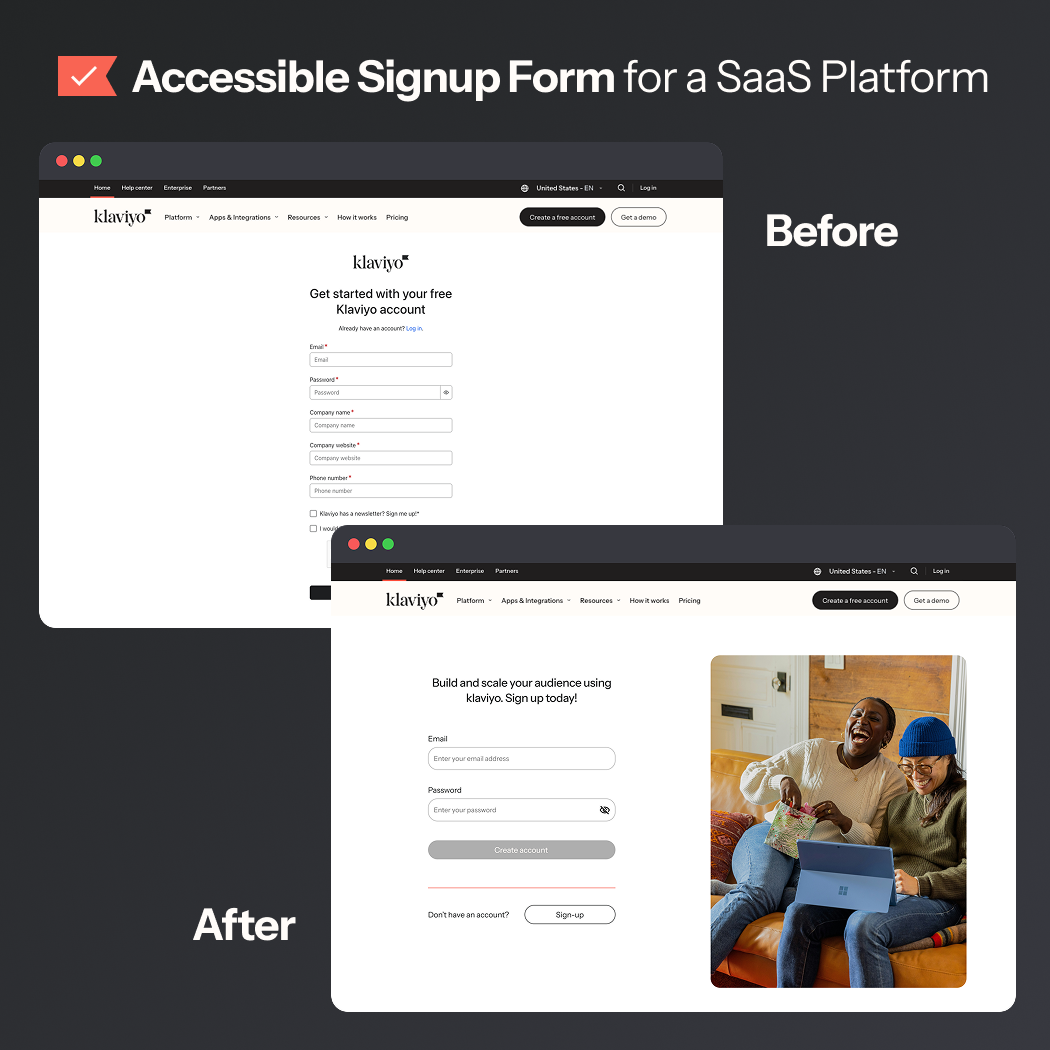 Accessible Sign-Up Form – Inspired by Klaviyo