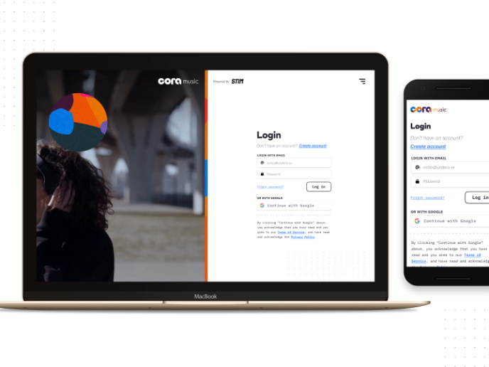 Log in / Sign up - Desktop / Mobile (Cora Music)