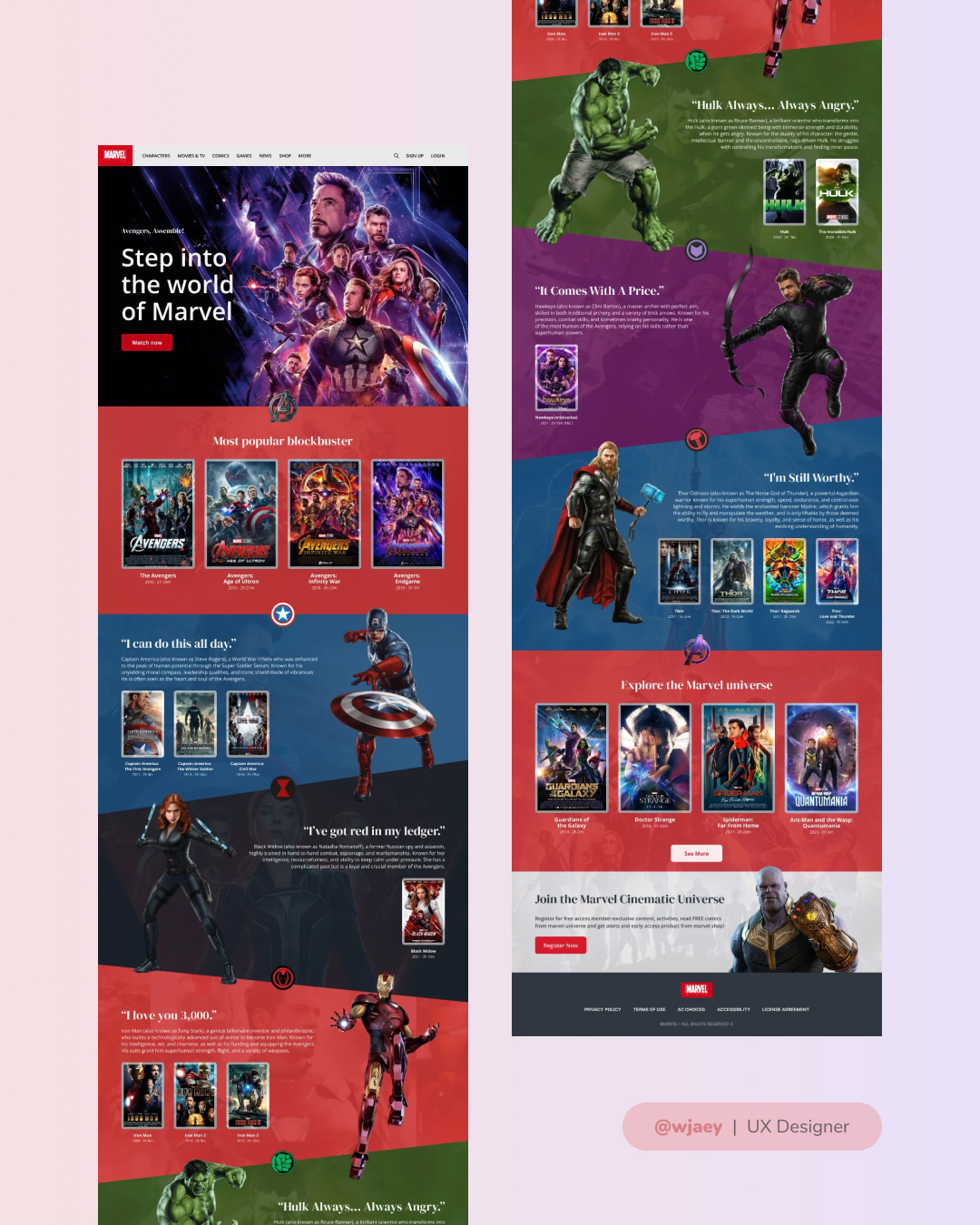 Homepage for Marvel Cinematic Universe