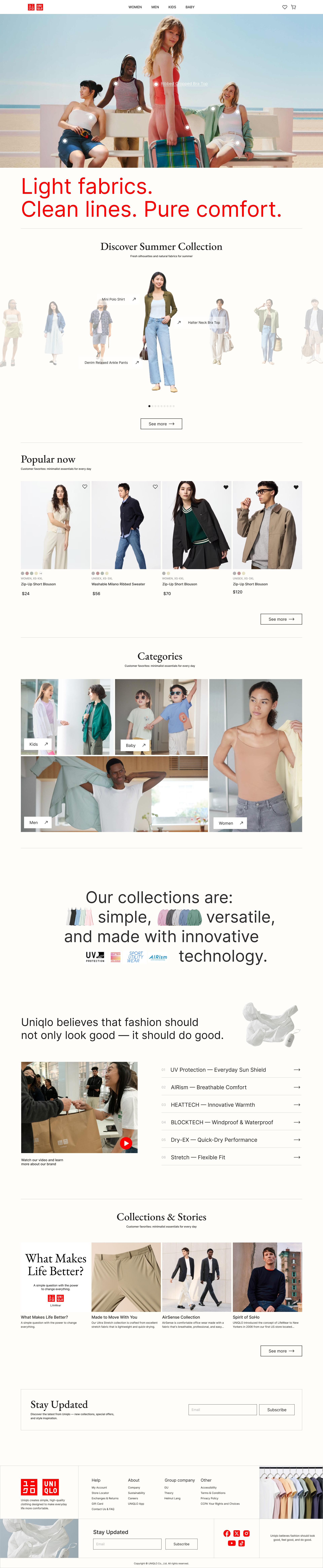 Uniqlo Fashion Service — Homepage Redesign