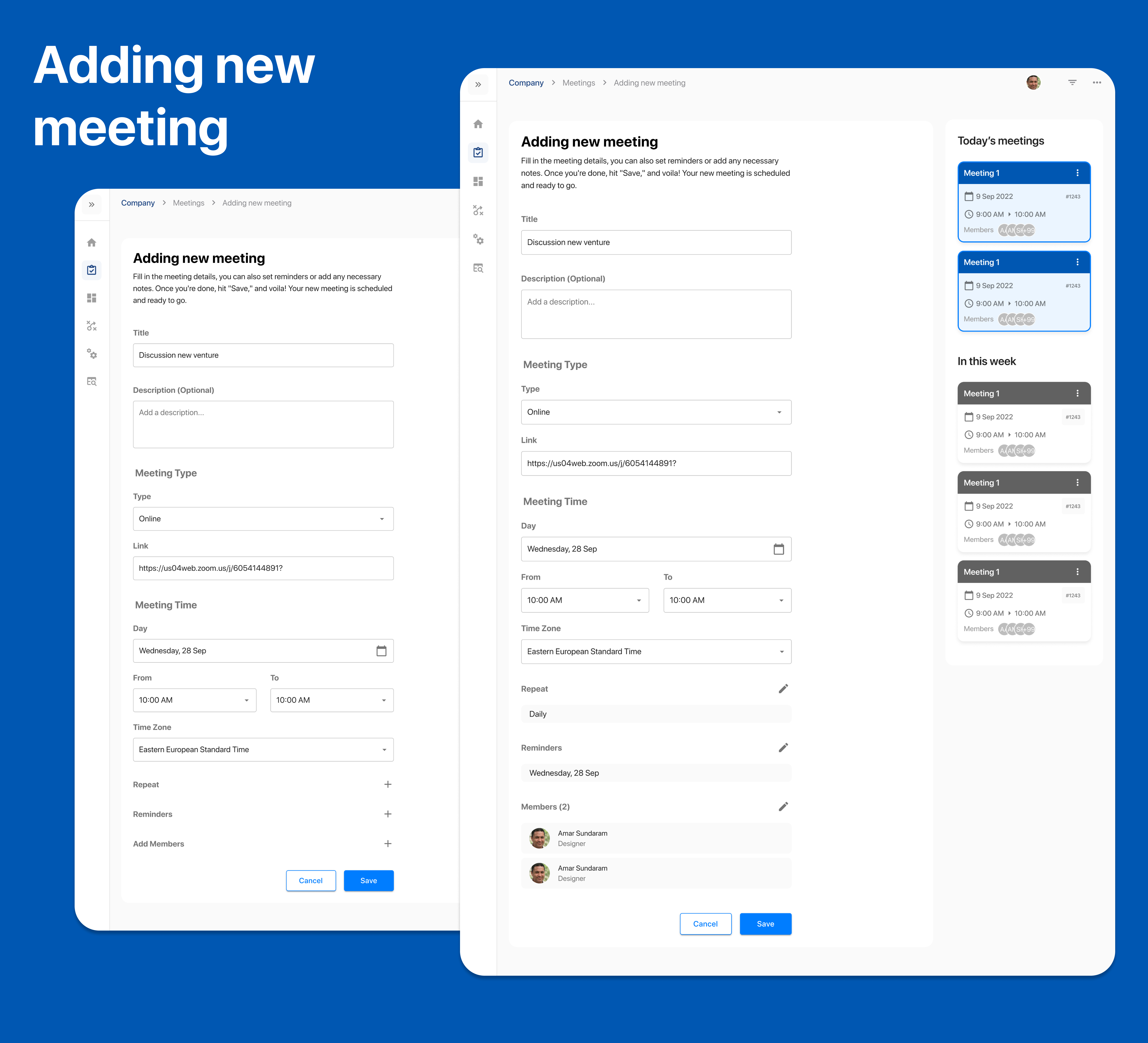 SaaS schedule meeting system - Web app