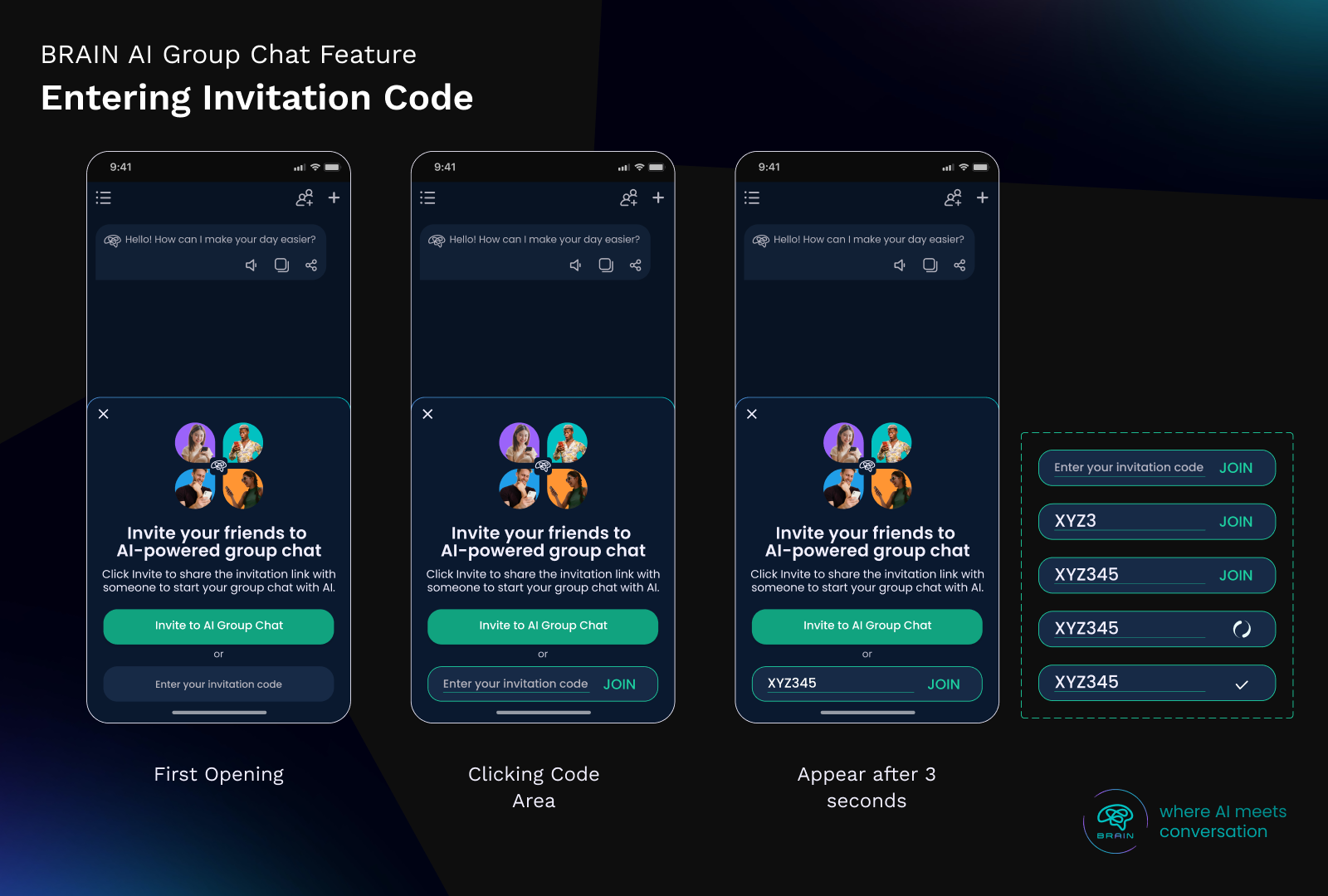 AI Group Chat Onboarding & Invitation Design 3