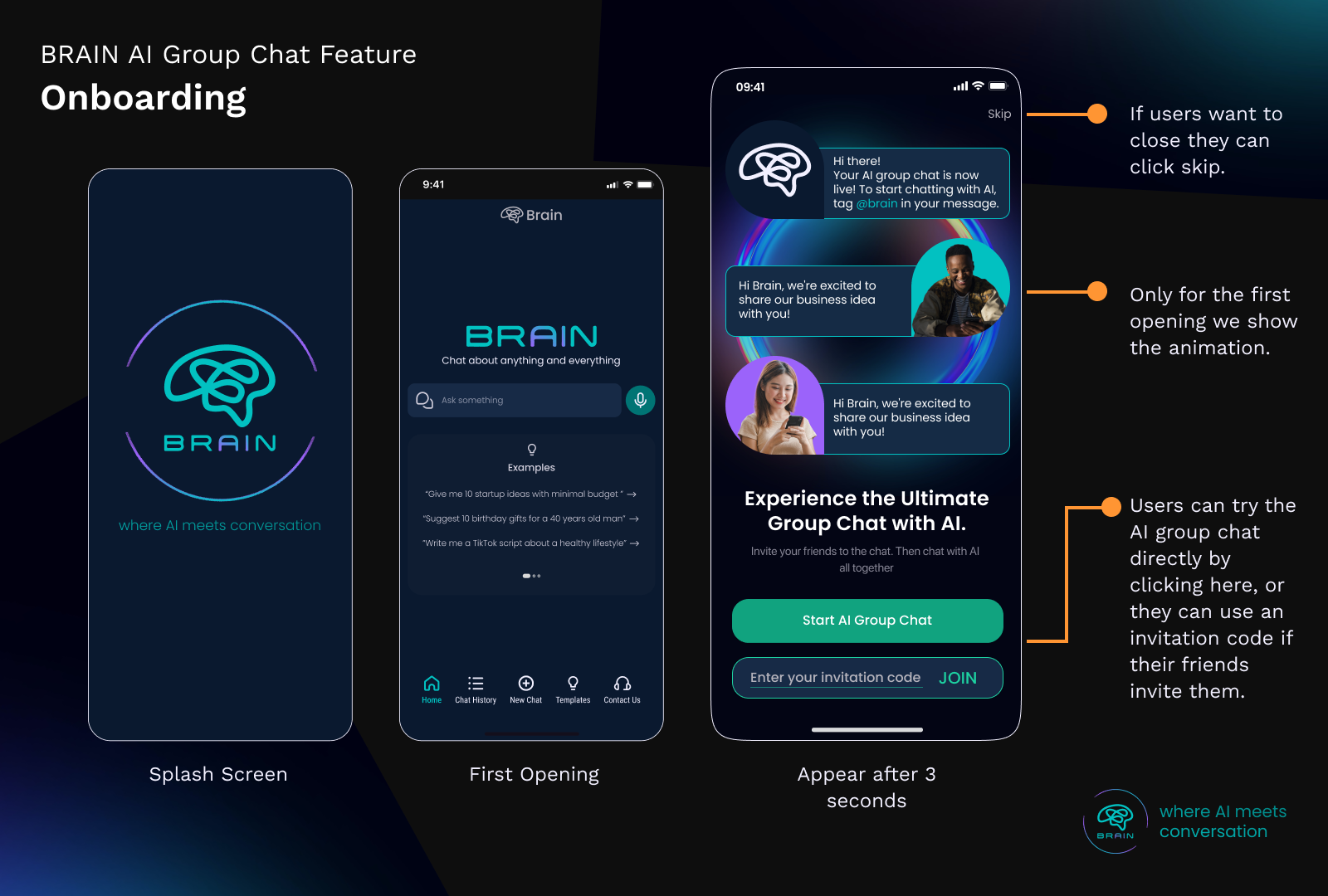 AI Group Chat Onboarding & Invitation Design 1