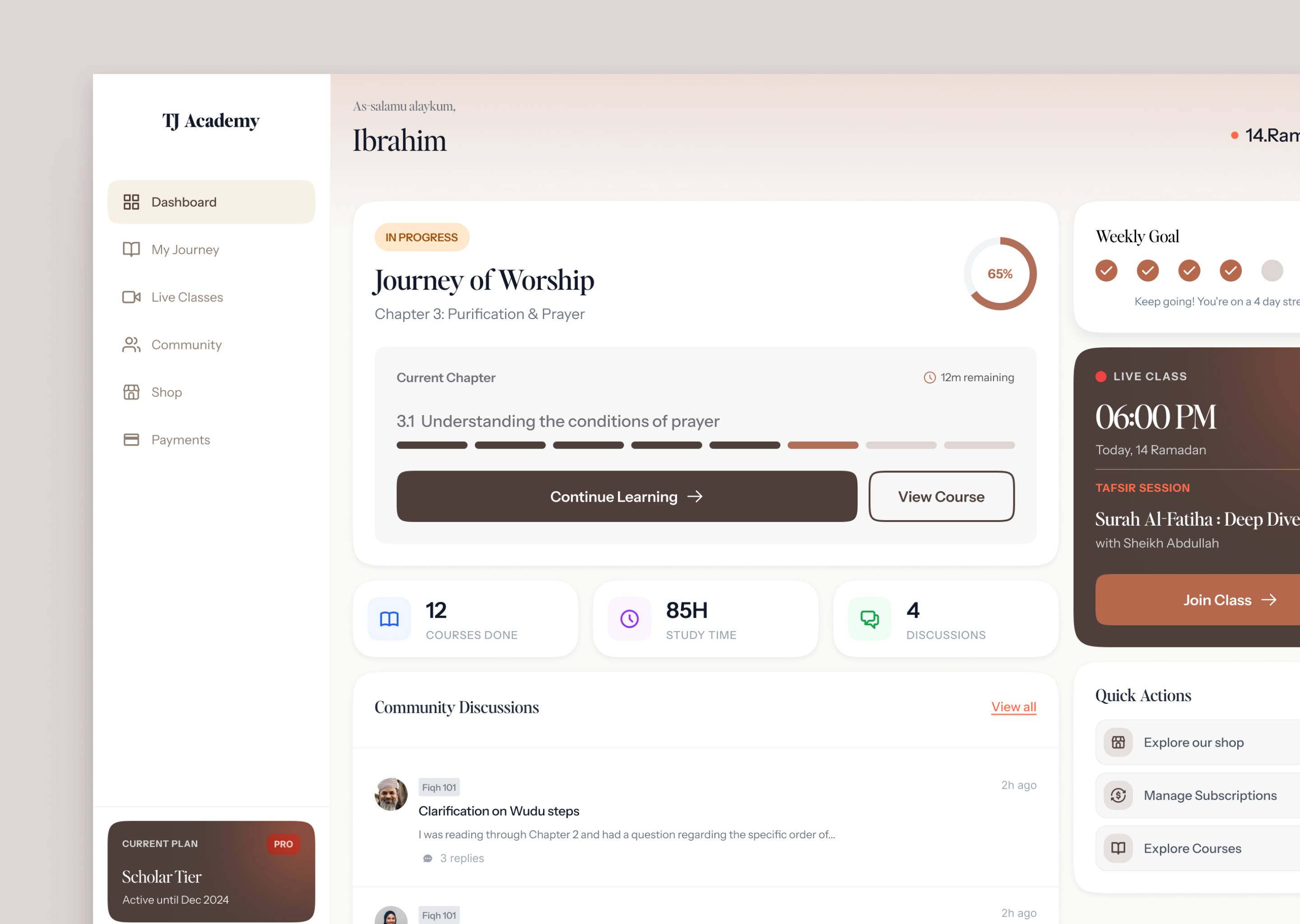 Islamic E-Learning Platfrom Dashboard 2