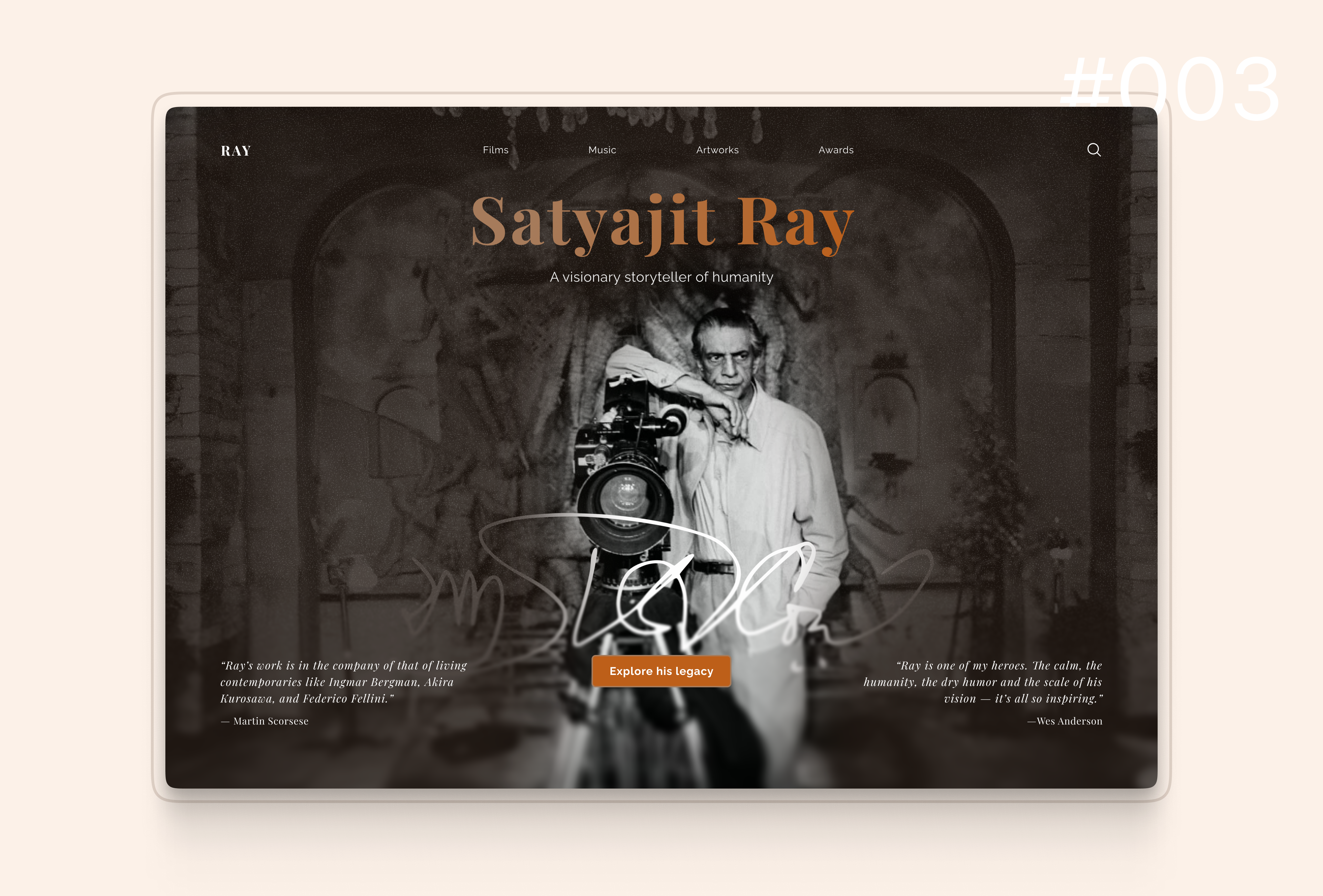 Satyajit Ray Memorial Landing Page - Daily UI 003