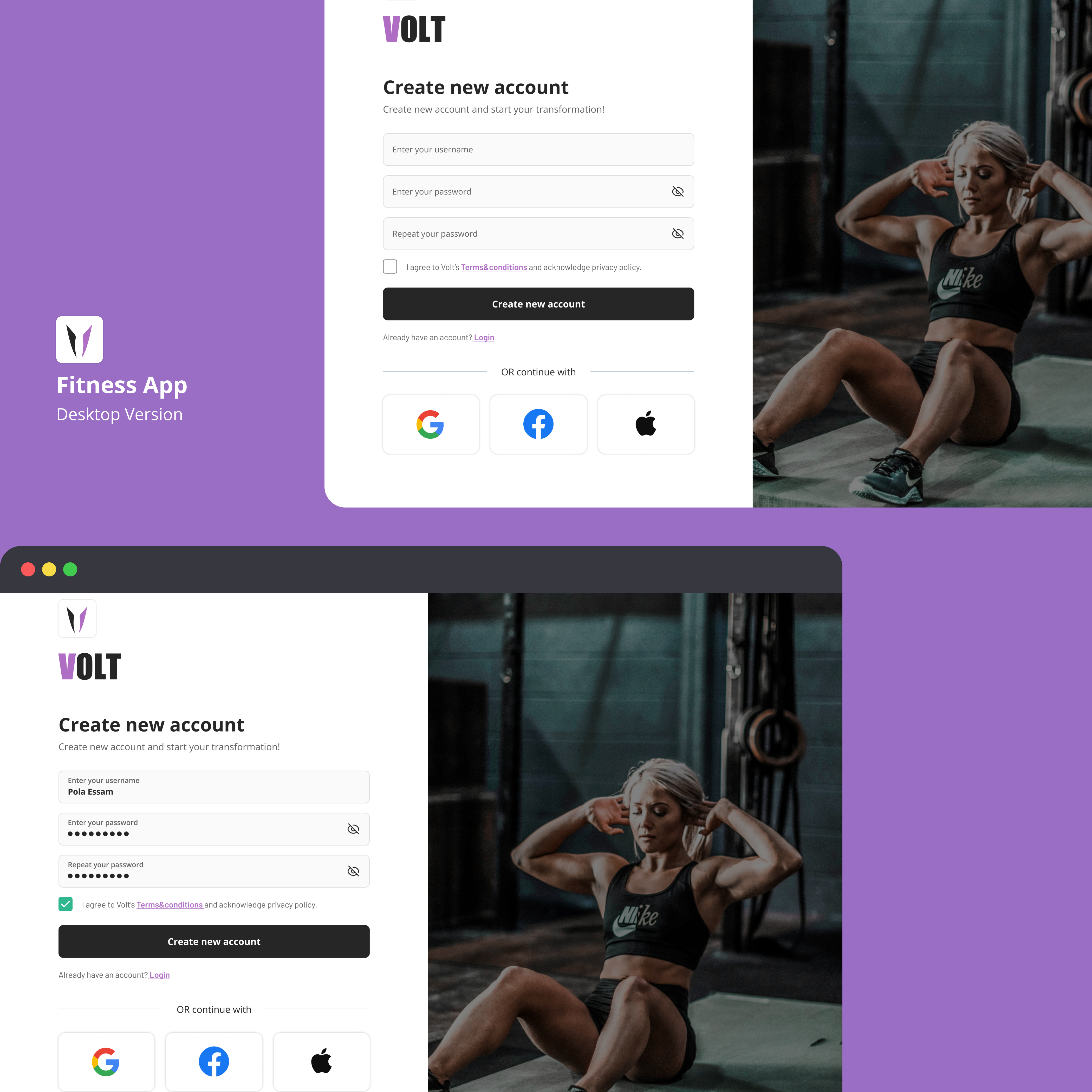 Fitness - Accessible Signup Form - Desktop
