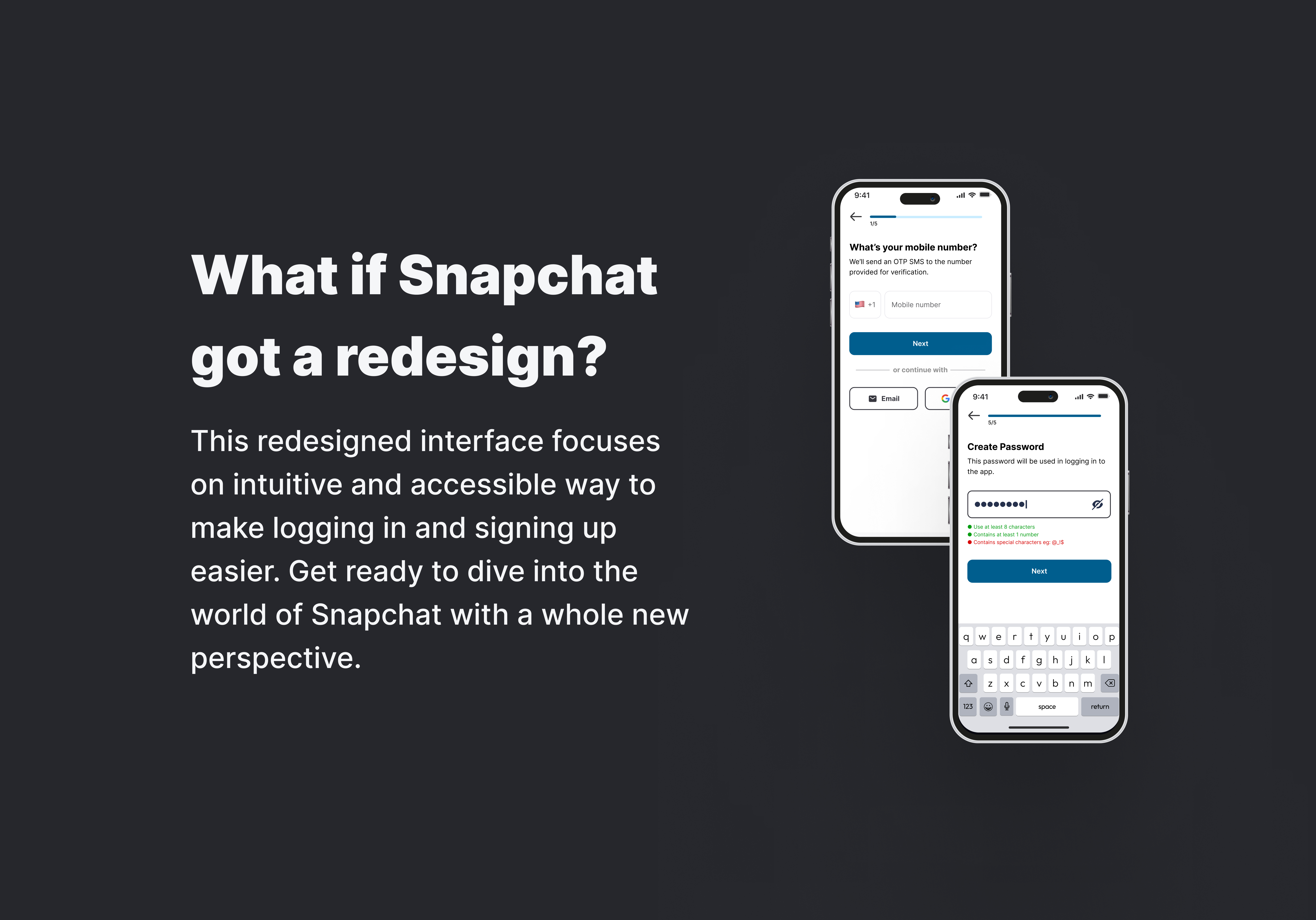 Snapchat Sign Up/Log In Redesign