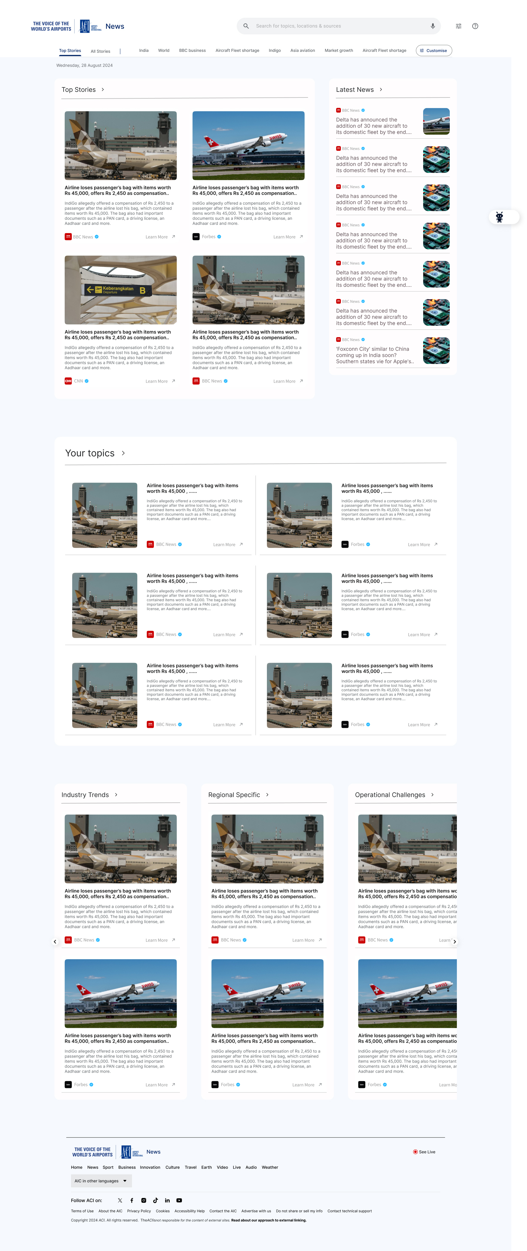 UI/UX Design Showcase: Aviation News Dashboard 🌍✈️ 2