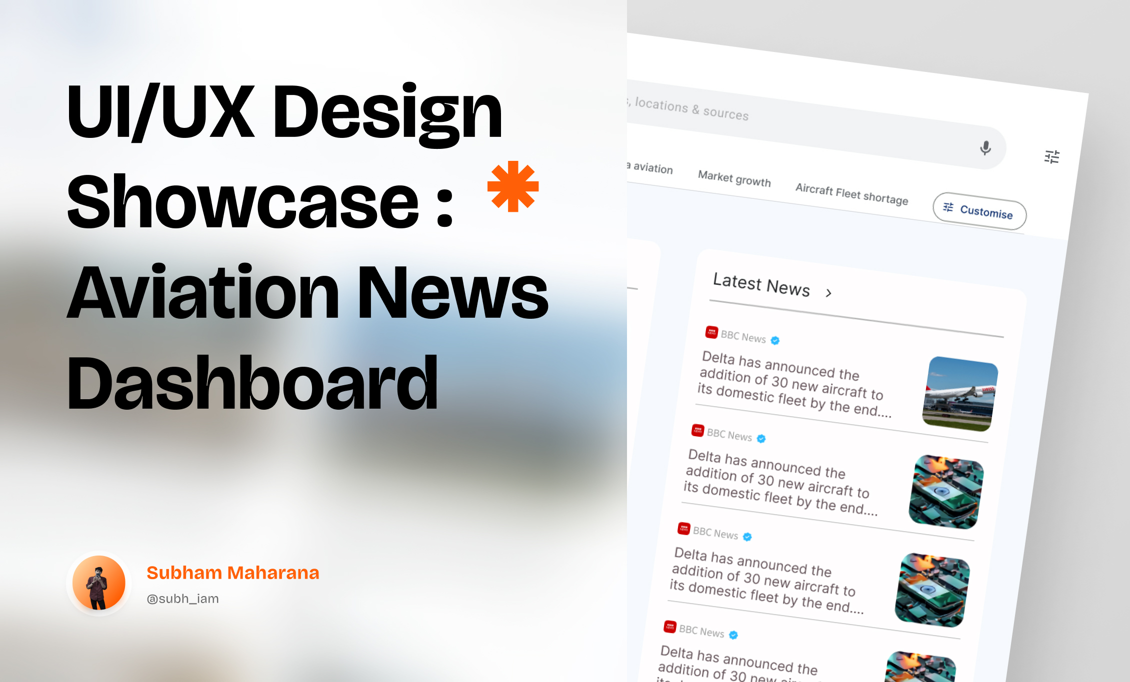 UI/UX Design Showcase: Aviation News Dashboard 🌍✈️