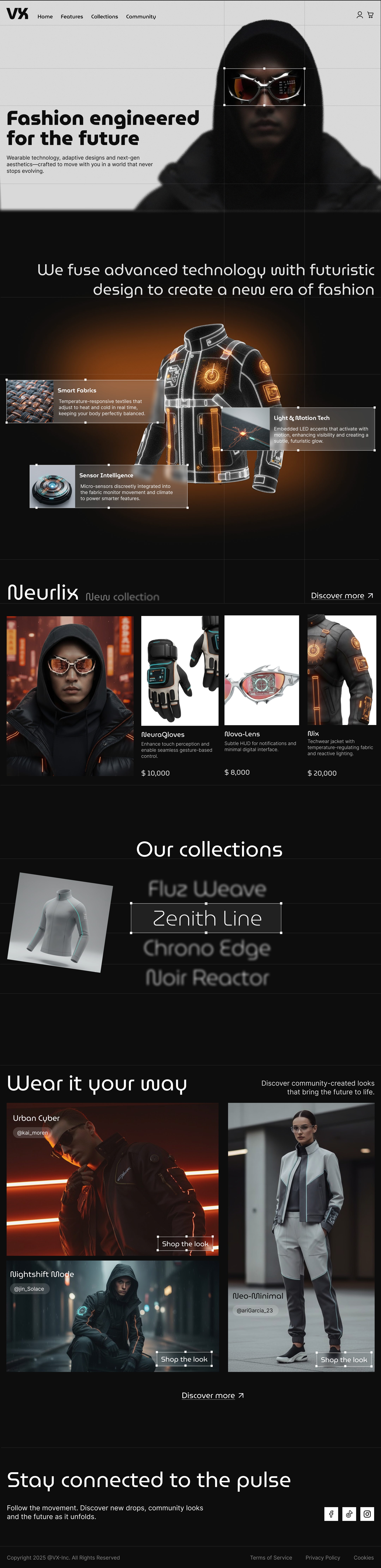 Vantyx | Tech-fashion landing page 1
