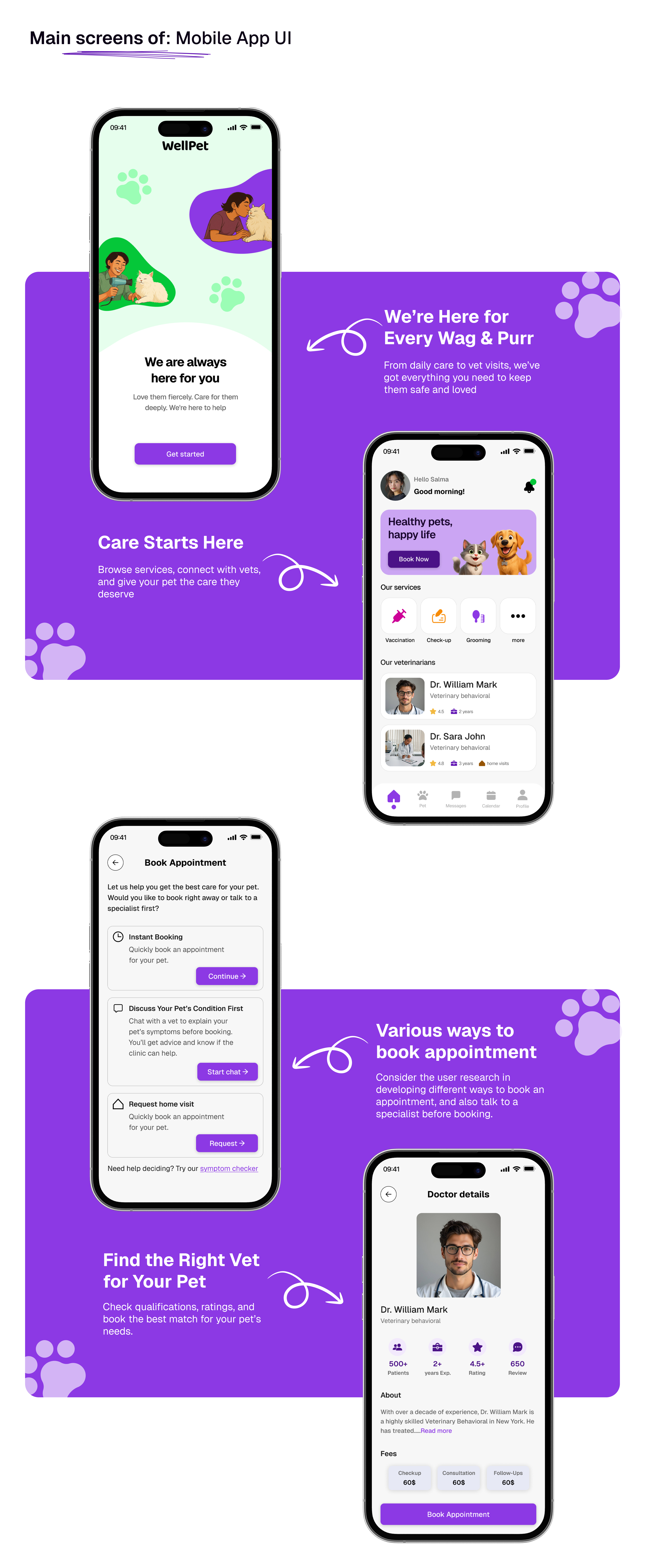 WellPet – Veterinary Clinic App | UX/UI Case Study 7