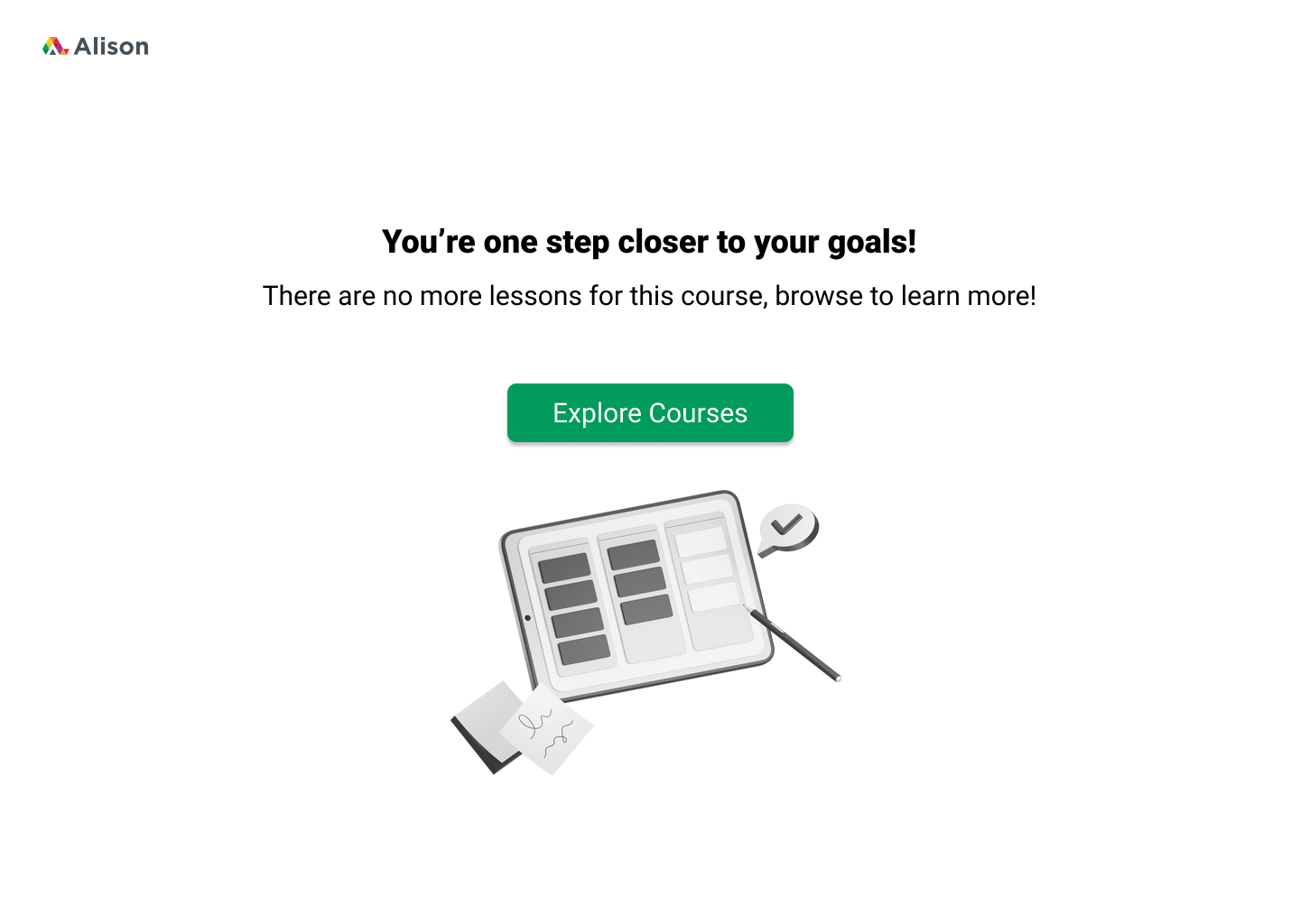 Empty State Design for educational platform Alison