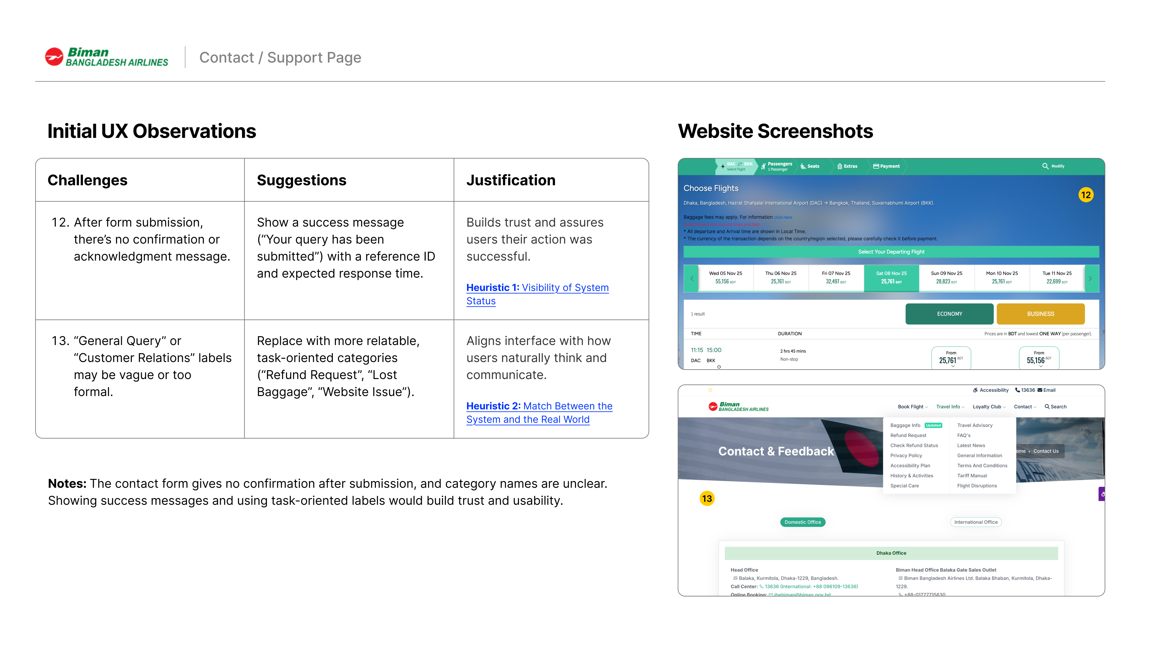 Biman Bangladesh: Heuristic Evaluation 6