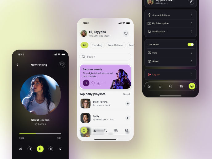 Music Player UI - Light & Dark Mode