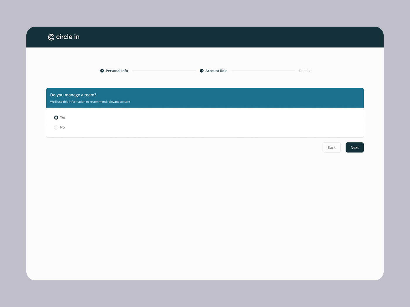 Accessible sign up form for Circle In 1
