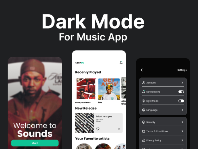 Dark Mode Music App