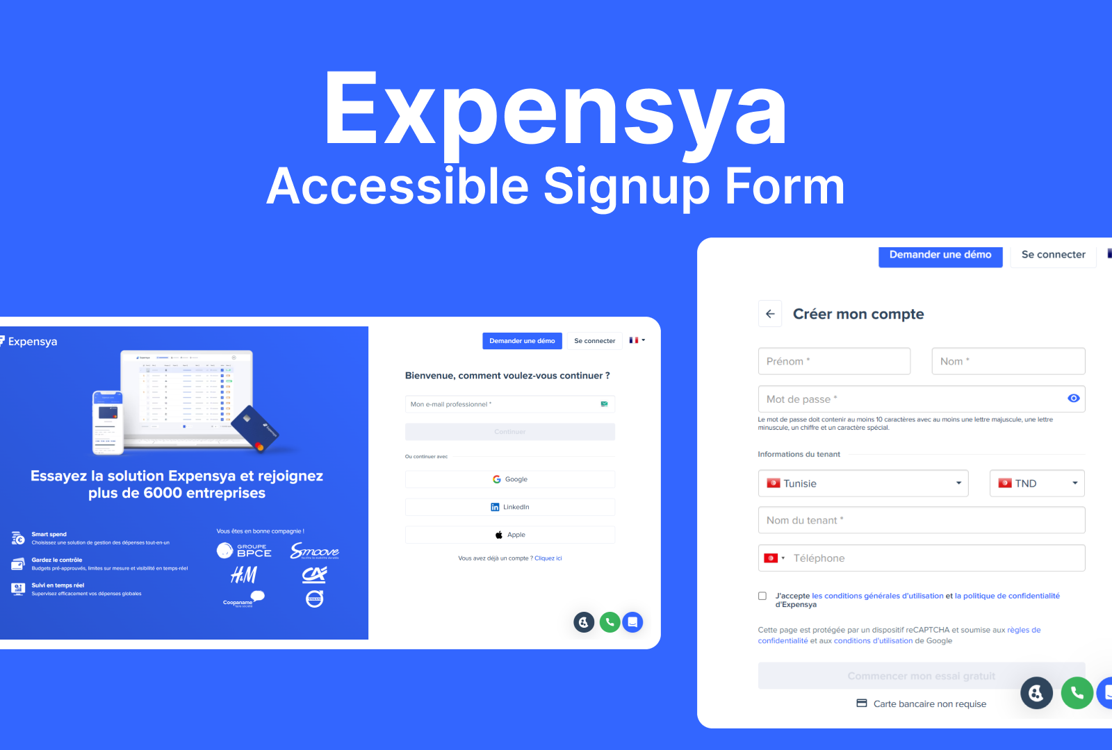 Expensya Accessible signup form