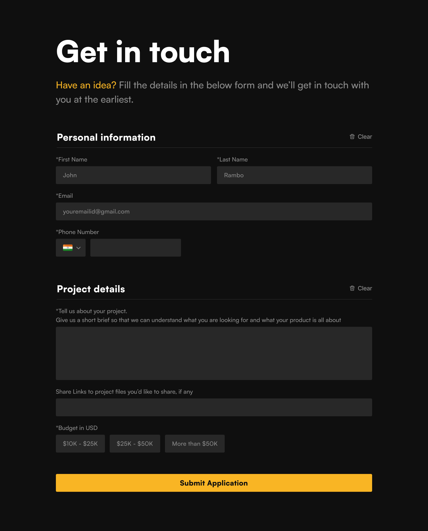 Get in touch - Form UI 4