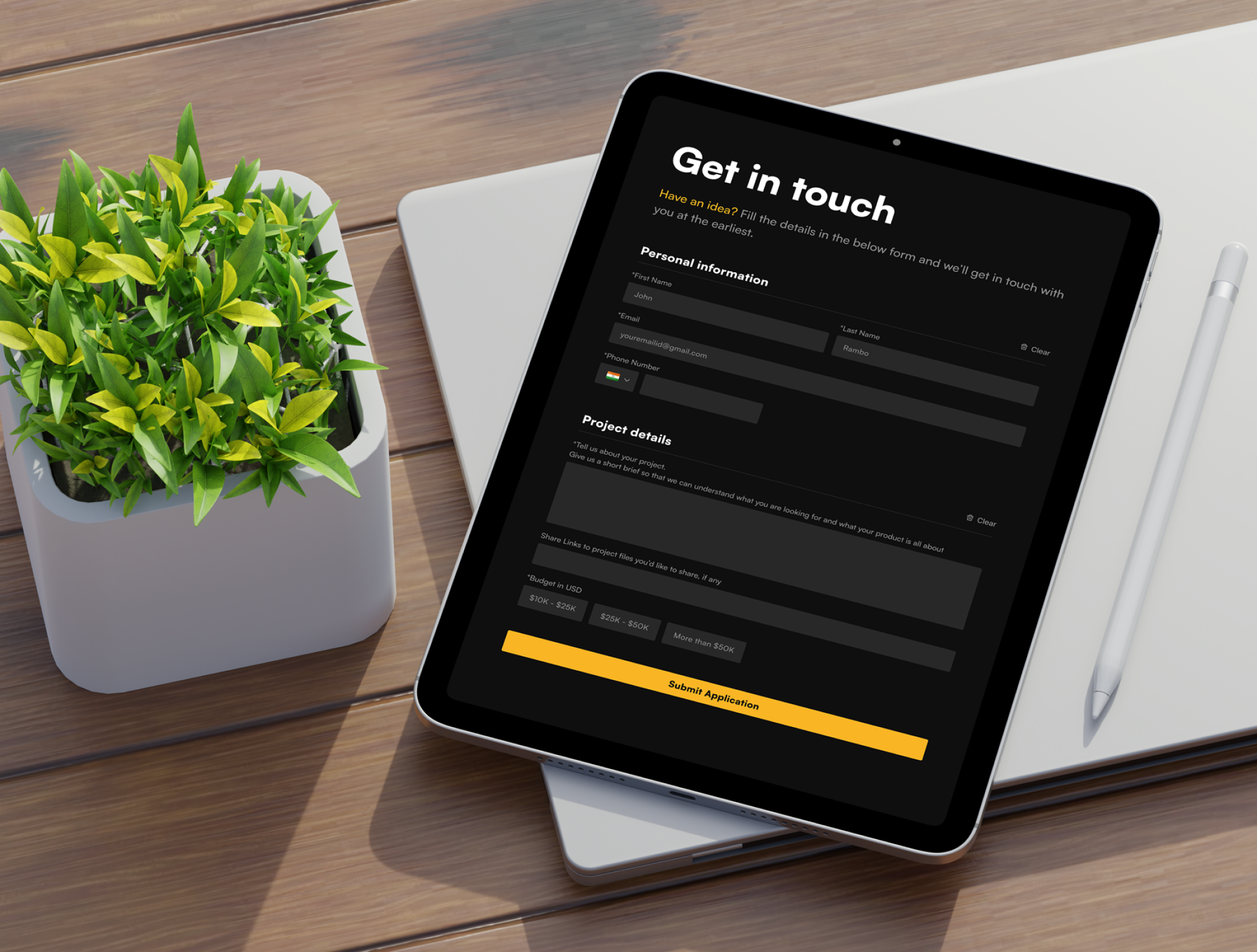Get in touch - Form UI 1