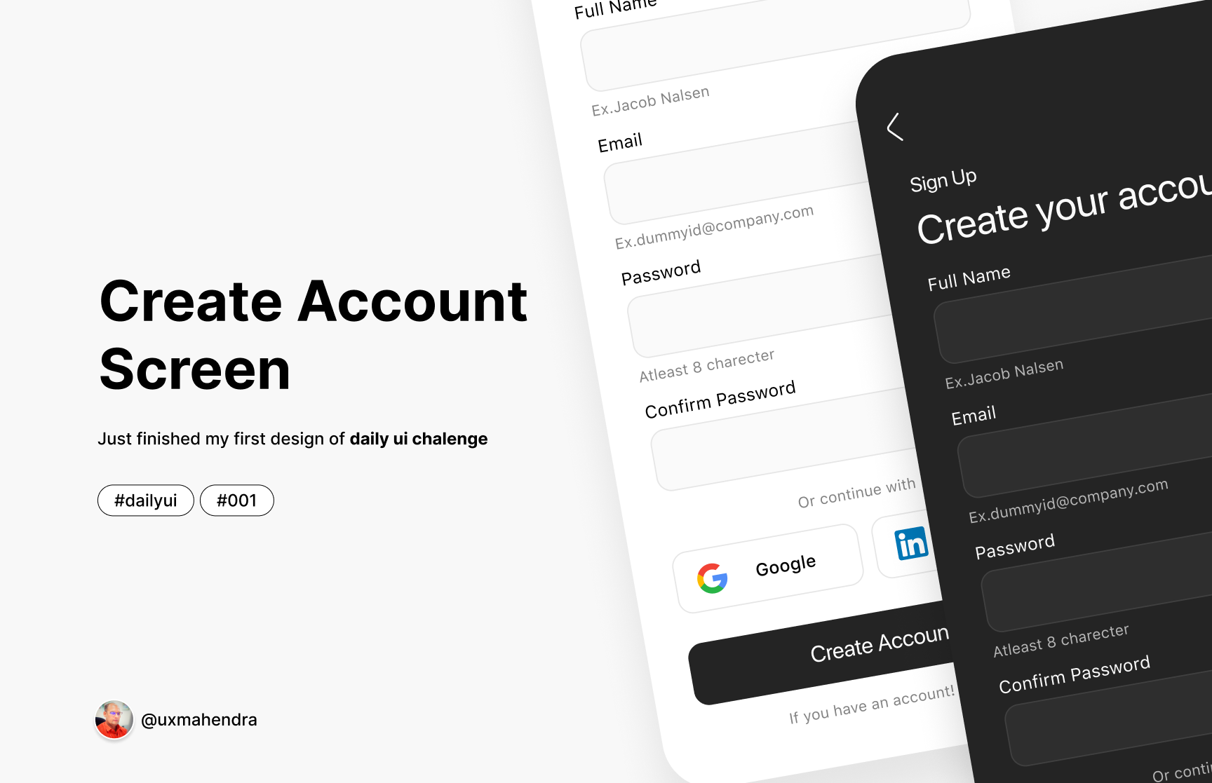 Sign Up - Stunning mobile screen