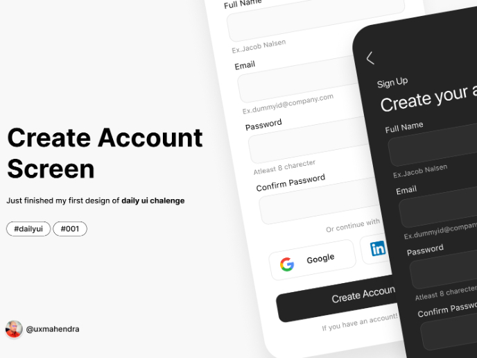 Sign Up - Stunning mobile screen