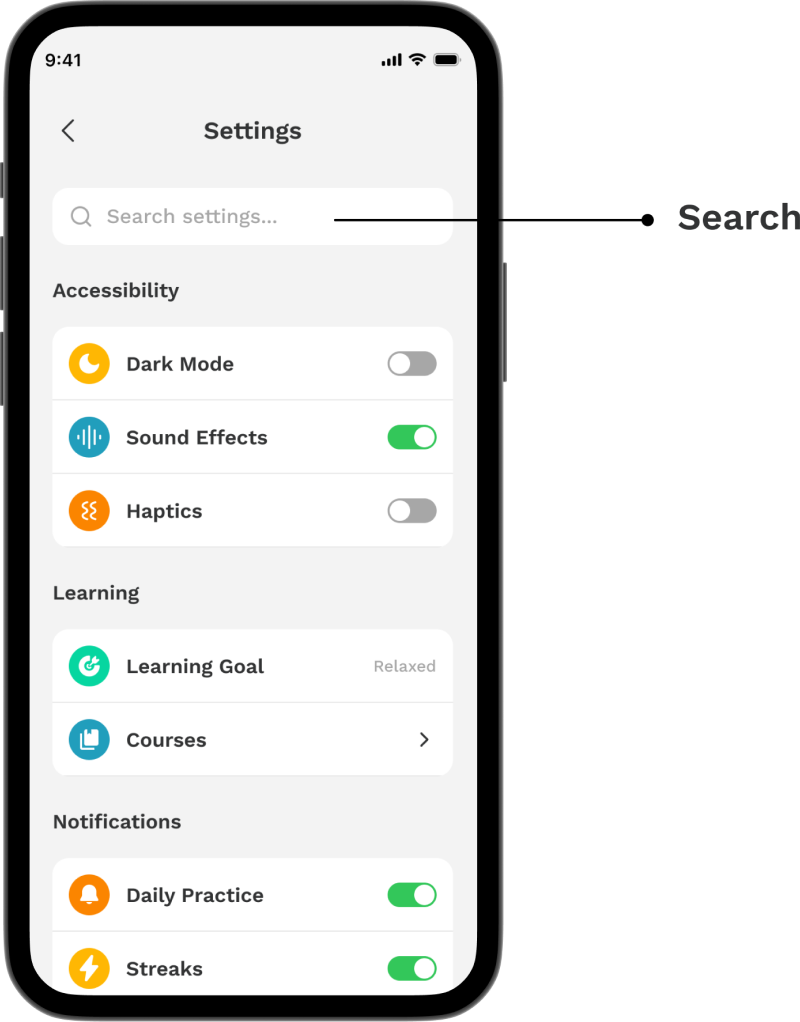 Settings, Simplified: Elevating Learning App UX through Smart Structure & Personalization 2