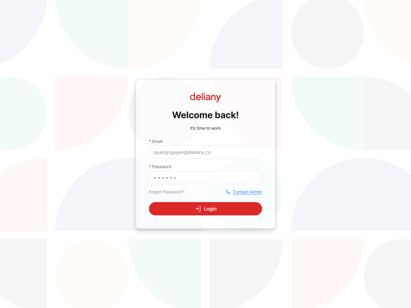 Login Page on BackOffice