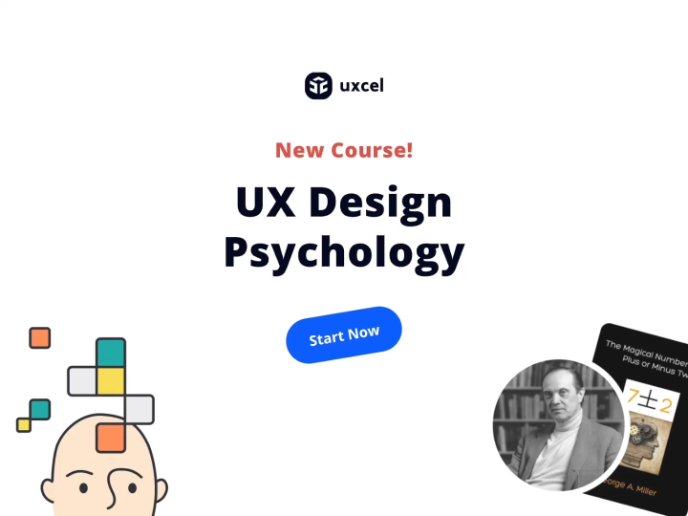 Uxcel's "UX Design Psychology" new course announcement promotional video