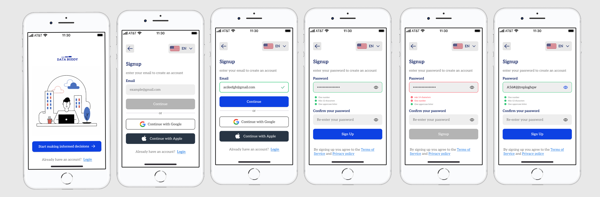 Accessible Login & Signup Flow for Data Buddy SaaS Platform