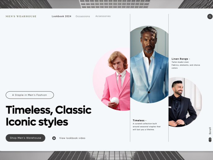 Men's Warehouse Landing Page