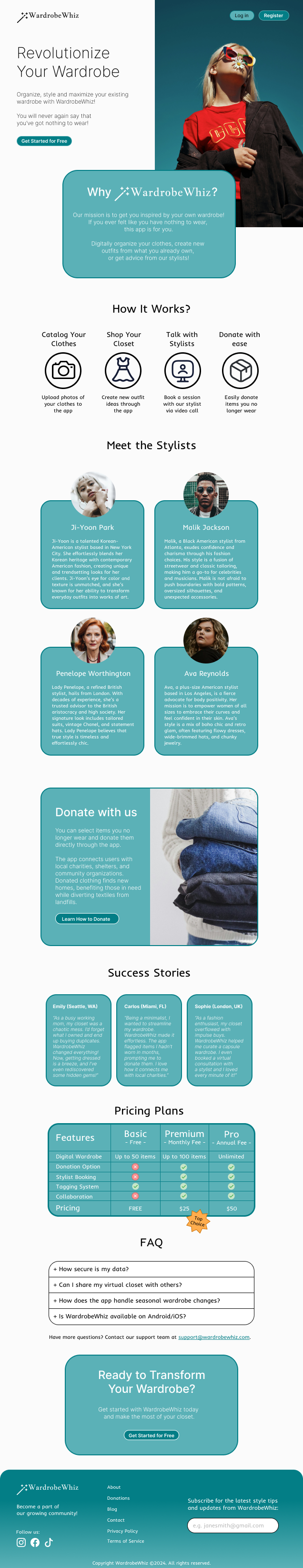 WardrobeWhiz Landing Page 1