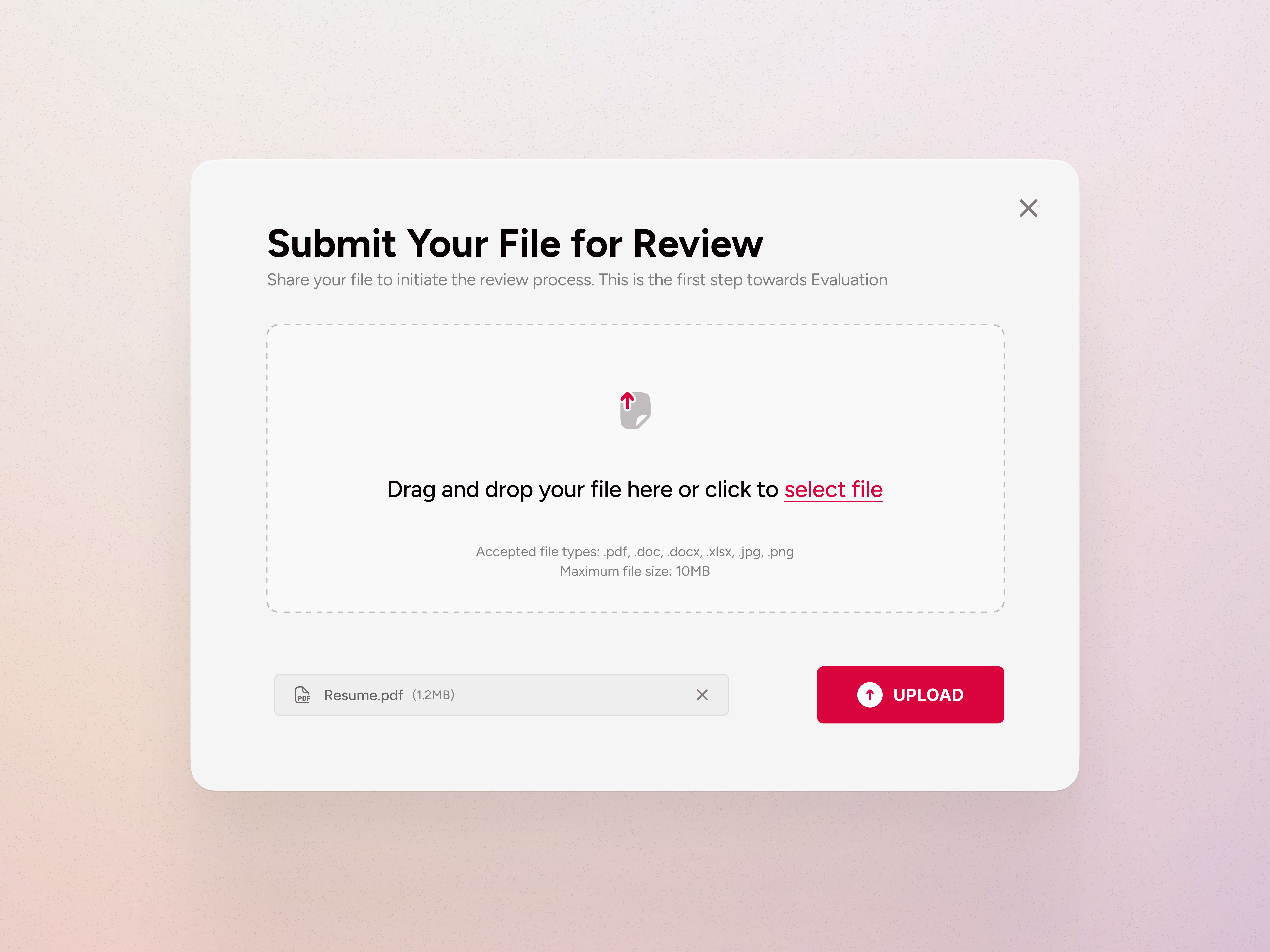 User Interface for File Upload