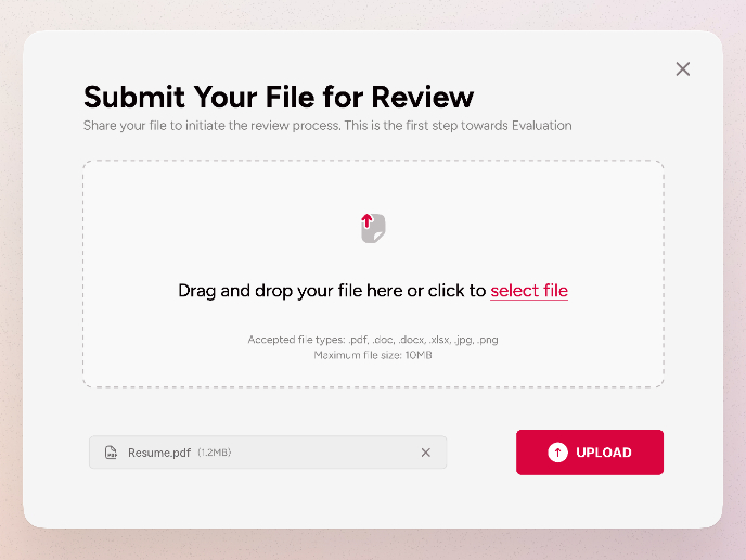 User Interface for File Upload
