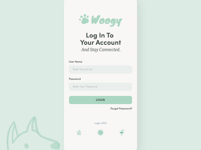 Woogy - Login Page