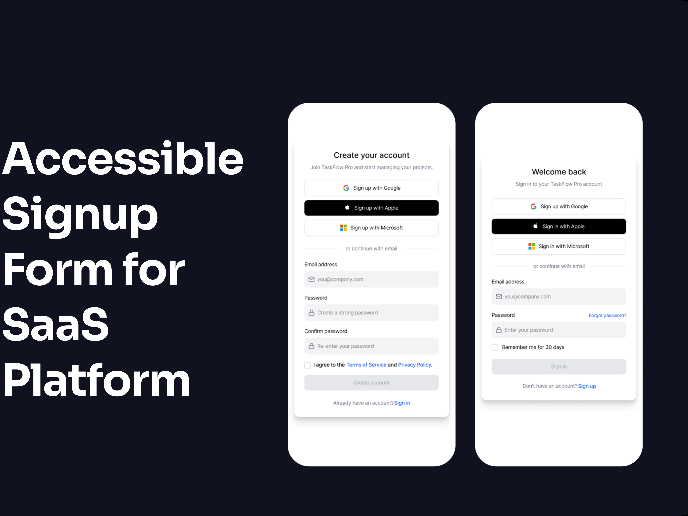 Accessible Signup and Login Experience