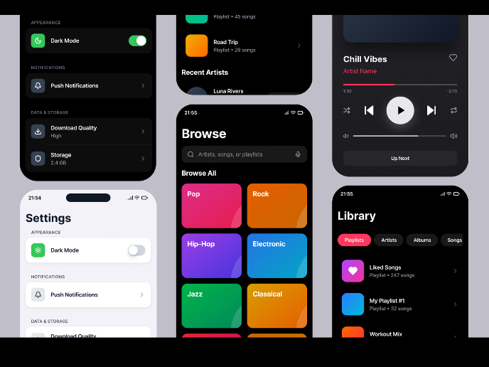Light & Dark Mode Mobile App Exploration